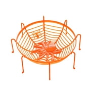 Harlier Halloween Spider Web Basket Bowls, Trick or Treat Bowl Spooky Halloween Serving Bowls for Candy, Large Premium Plastic Halloween Candy Dish Candy Holder for Porch (Orange)